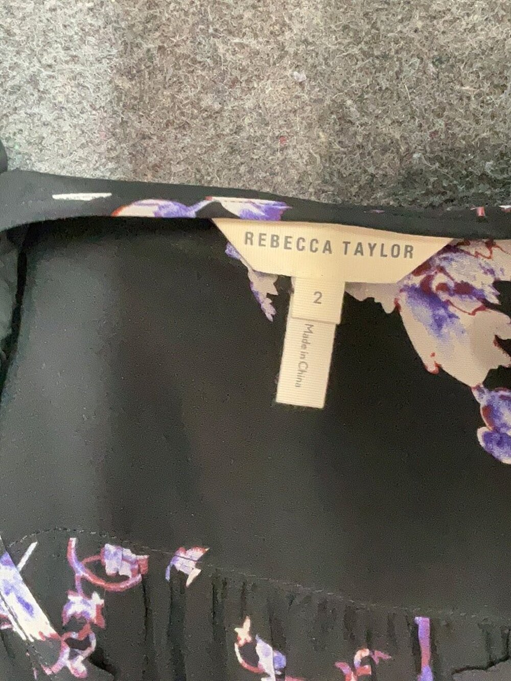 Rebecca Taylor 100% Silk Printed Wrap Dress – Size 2 – Black Floral Long Sleeve - Picture 5 of 6